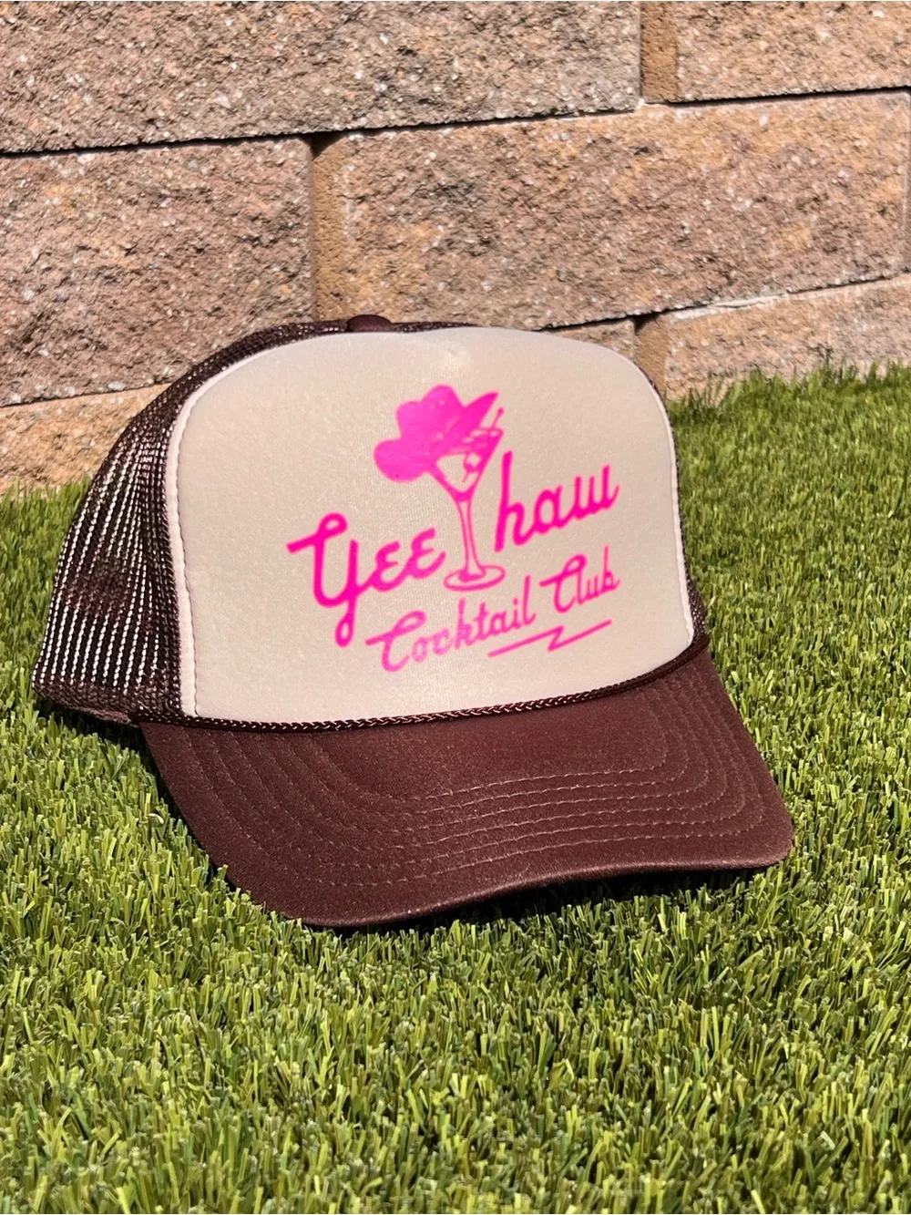 Cocktail Club Brown & Pink Trucker Hat